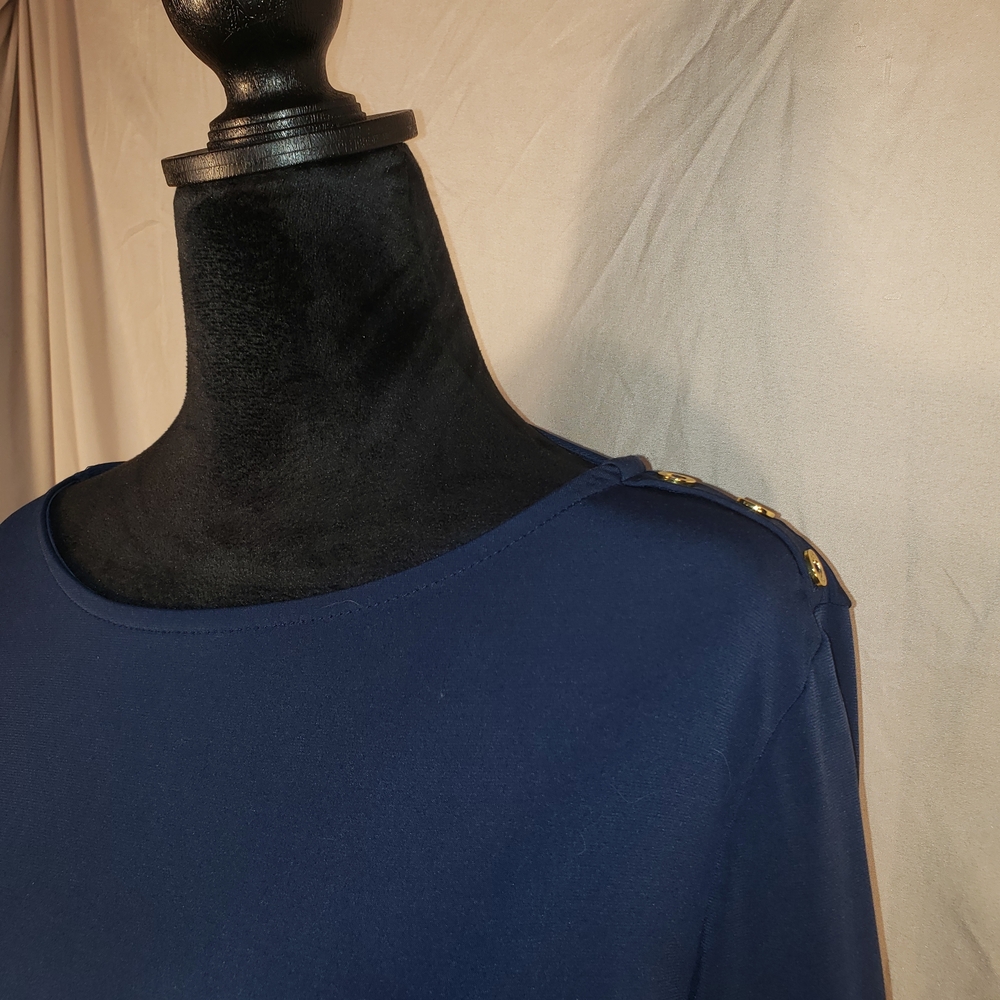 Elegant Company by Ellen Tracy Navy Blue Women's Tie Front Top - M